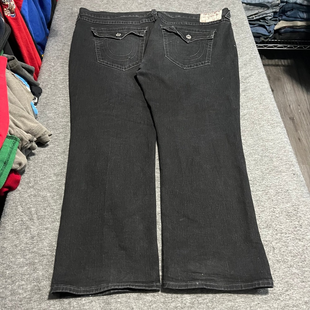 True Religion Ricky Relaxed Straight Black Jeans Mens 42x30 Horseshoe Pocket